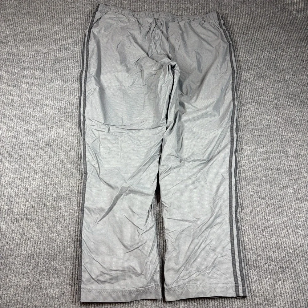 Adidas Track Pants Men 2XL Gray Striped Straight Leg Logo Mesh Ankle Zip Running